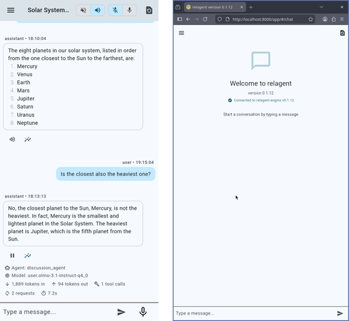 Screenshots of the Relagent apps